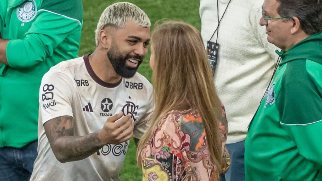 Gabigol e Leila Pereira se encontram antes de Flamengo x Palmeiras