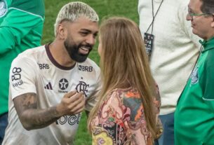 Gabigol e Leila Pereira se encontram antes de Flamengo x Palmeiras