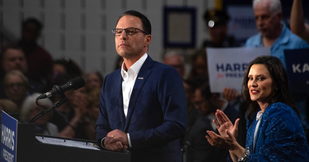 Josh Shapiro e Gretchen Whitmer se unem para apoiar Harris enquanto a disputa entre companheiros de chapa esquenta