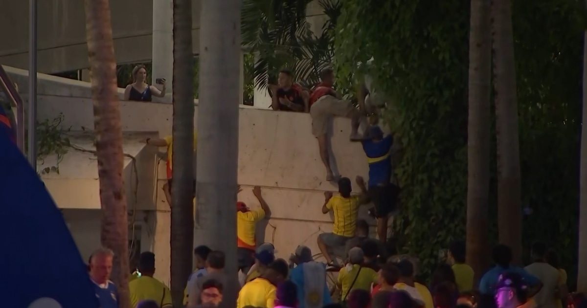 Torcedores escalam grades de segurança na final da Copa América