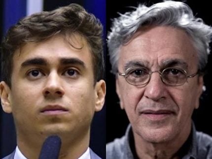 Deputado Nikolas Ferreira é bloqueado por Caetano Veloso em rede social (Reprodução / Montagem portal LeoDias)