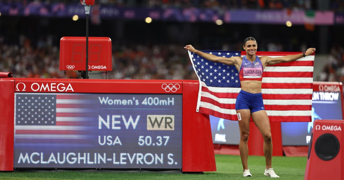 Sydney McLaughlin-Levrone ganha ouro e quebra recorde mundial dos 400m com barreiras novamente