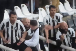 Torcedor do Botafogo é flagrado fazendo gestos racistas para palmeirenses. Veja!