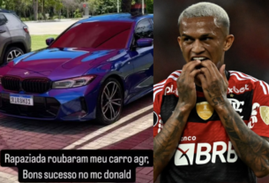 Wesley, do Flamengo, tem o carro roubado na Zona Norte do Rio