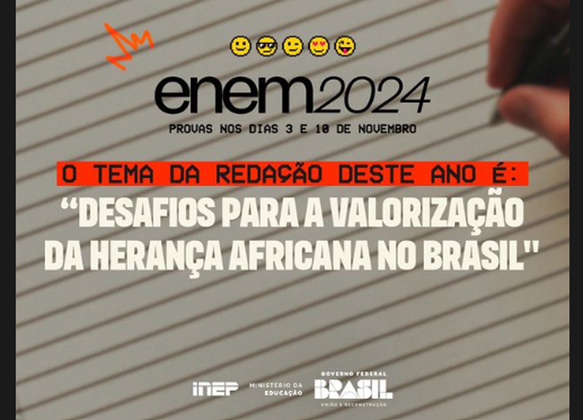 Enem 2024: Professores dizem que tema da redação sobre valorização da herança africana no Brasil não é óbvio, mas segue padrão do exame | Enem 2024