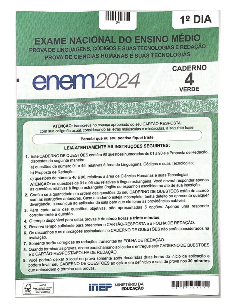 Prova do Enem ganha cor verde e revolta 'haters' do Palmeiras; entenda por que Inep não usou a versão rosa