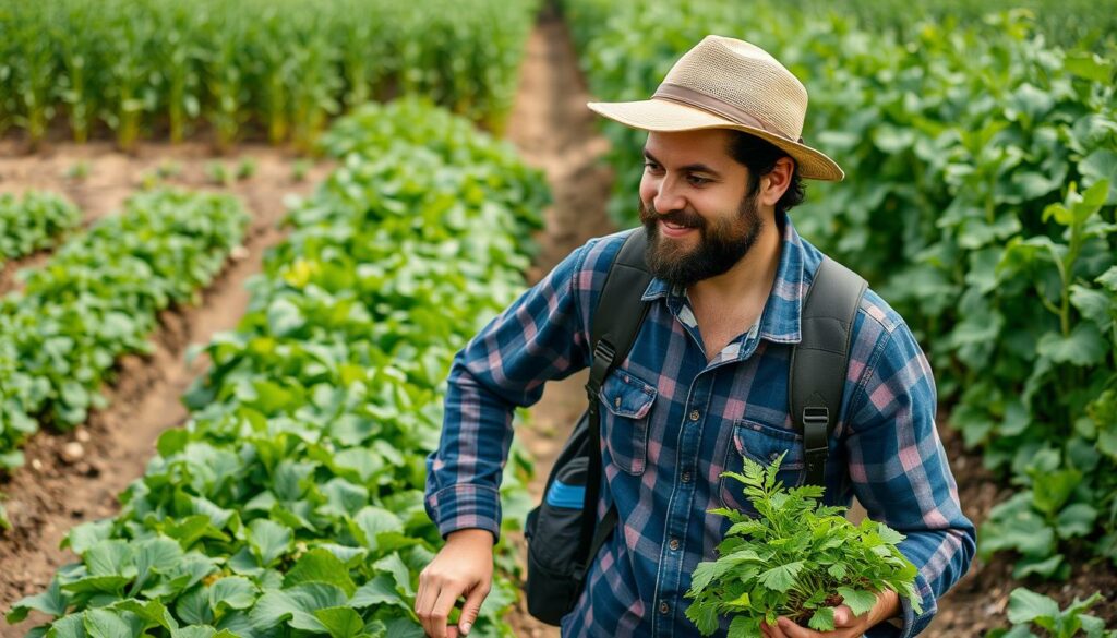 Geração de imagem: Engenheiro Agrônomo Sustentável em uma fazenda. Geração de imagem: Engenheiro Agrônomo Sustentável em uma fazenda.